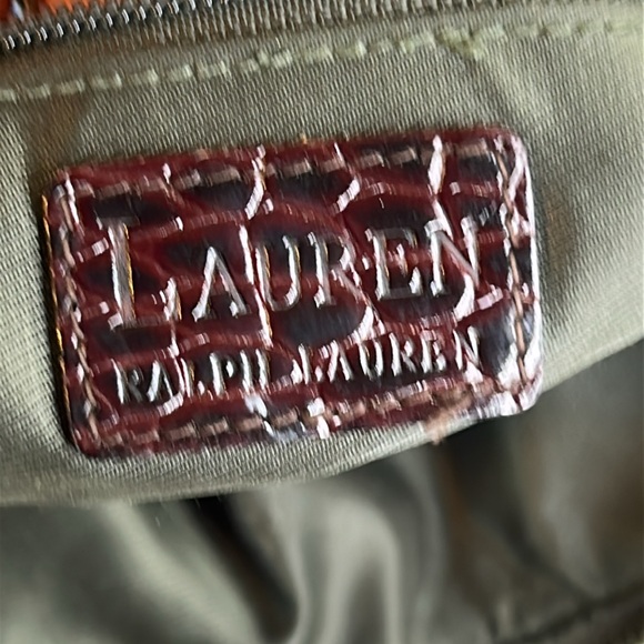 RALPH LAUREN GREEN SUEDE LEATHER, ANIMAL PRINT LEATHER STRAPS PURSE - Picture 6 of 14